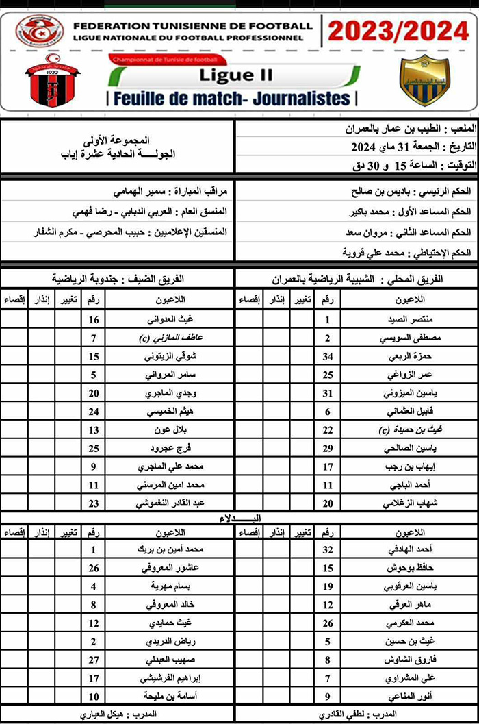 jsomrane - jendouba sports match 31052024