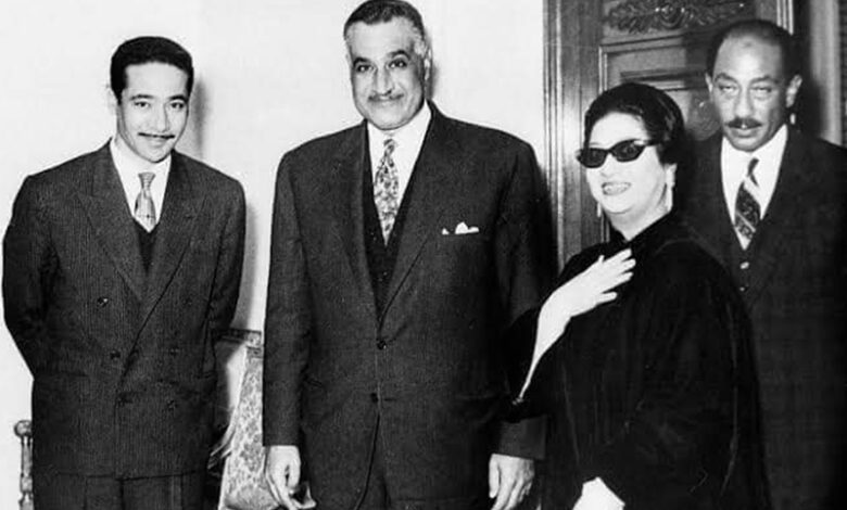 Gamal Abdel Nasser avec Umm Kulthum et Muhammad Al-Muji