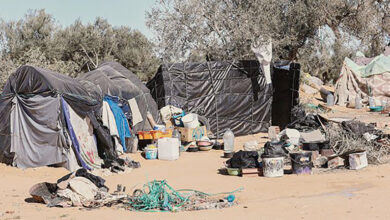 Tentes de migrants africains