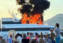 superyacht de 41 m en feu dans le port de Saint Tropez