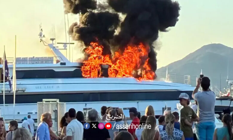 superyacht de 41 m en feu dans le port de Saint Tropez