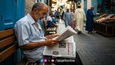 un homme lisant un journal à Tunis