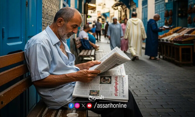 un homme lisant un journal à Tunis