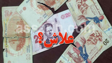Billets de banque Tunisie Déchirées