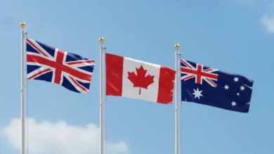 drapeaux Australie Canada Grande bretagne