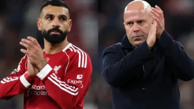 Mohamed Salah et l'entraîneur de Liverpool, Arne Slot