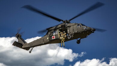 USAARL's UH-60M Black Hawk helicopter performing dynamic hoist operations