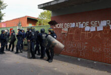 French high school students protest in France