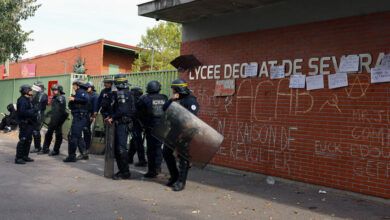 French high school students protest in France
