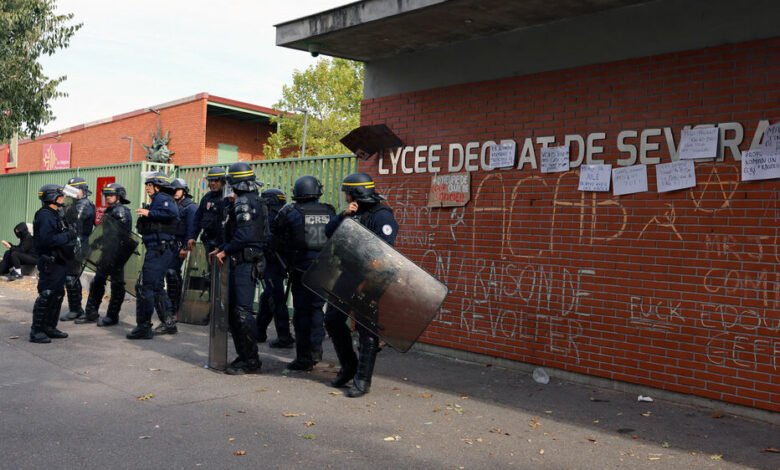 French high school students protest in France